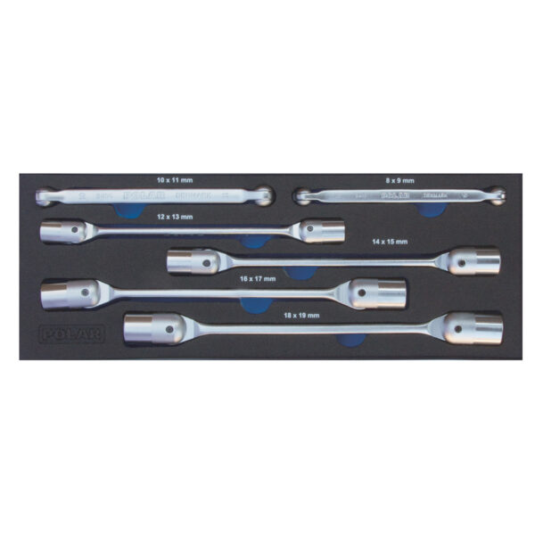 Metric double swivel end socket wrench set