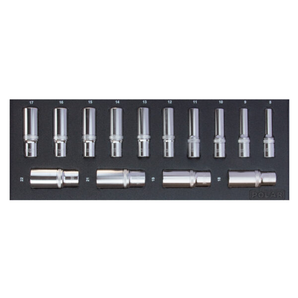 3/8” Long metric socket wrench set - 12-point