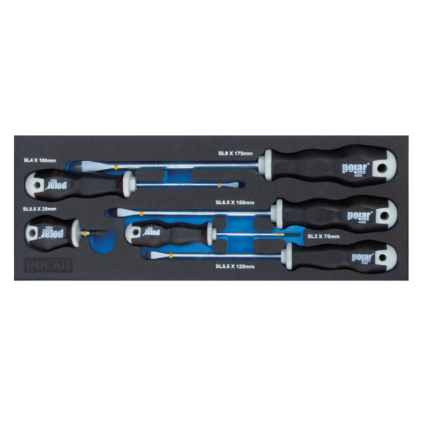 Screwdriver set for slotted head screws