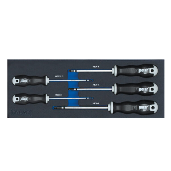 Screwdriver set w. ball-point for hex head screws