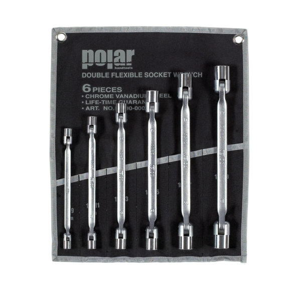Double swivel end socket wrench set