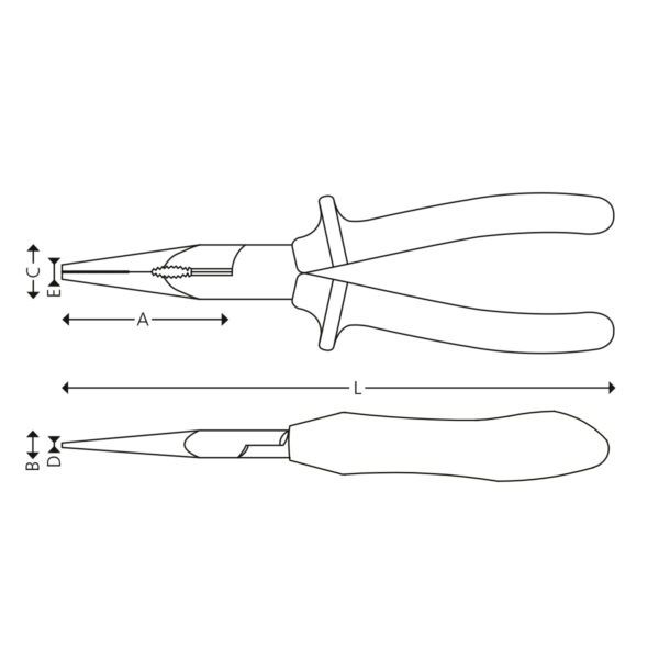 Insul. Half-round long nose pliers with straight jaws - Image 3