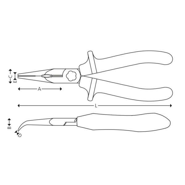 Insul. Half-round nose pliers w/ bent jaws - Image 3
