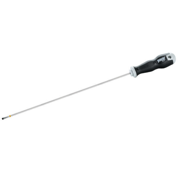 Extra long screwdrivers for slotted head screws with round blade