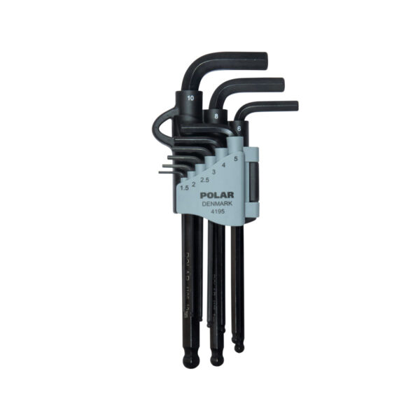 Long metric hexagon key set with ballpoint