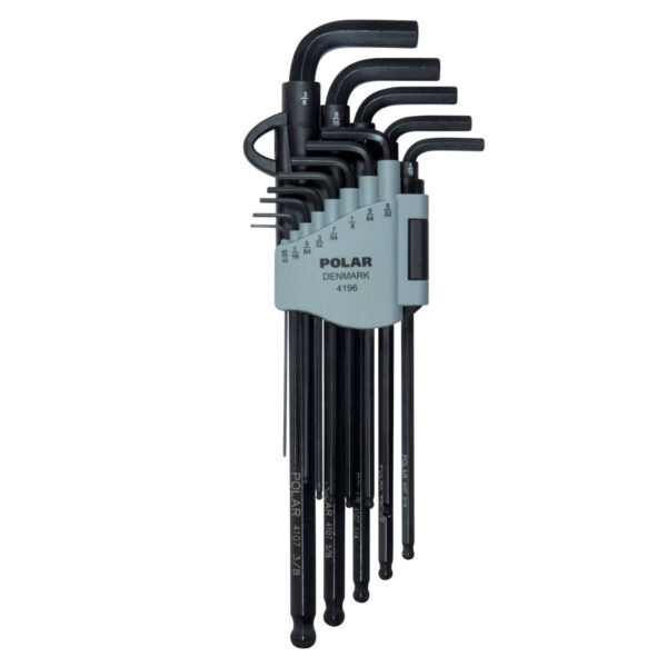 Extra long inch hexagon key set with ballpoint