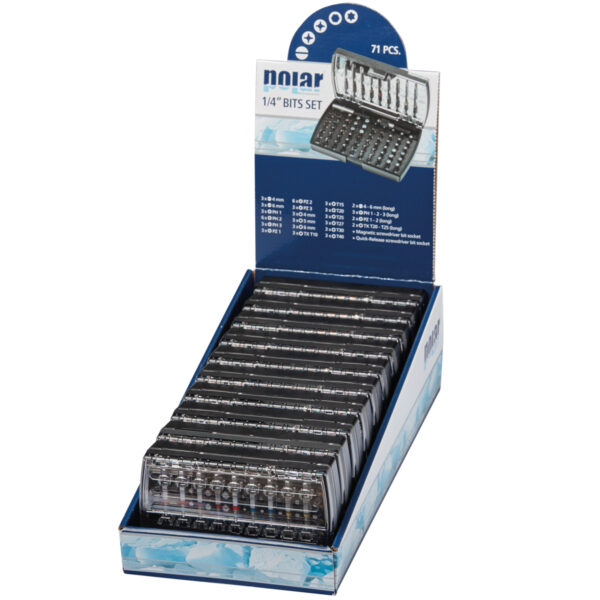 Sales display with 1/4” bits set