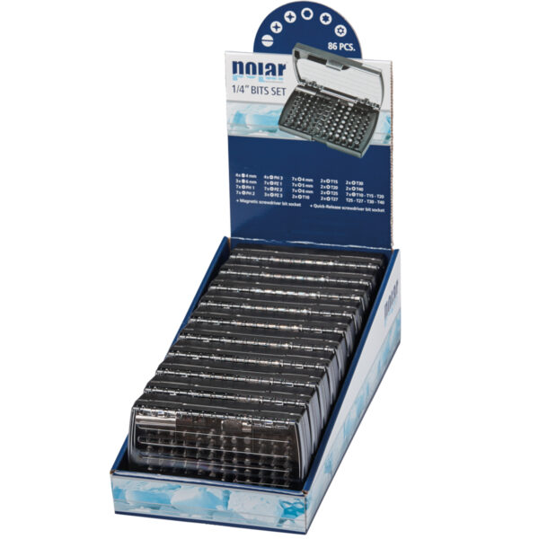 Sales display with 1/4” bits set