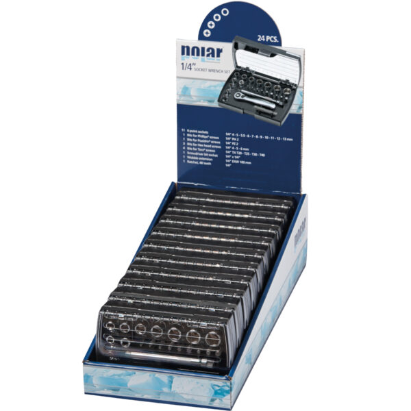Sales display with 1/4” socket wrench set