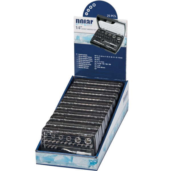 Sales display with 1/4” socket wrench set