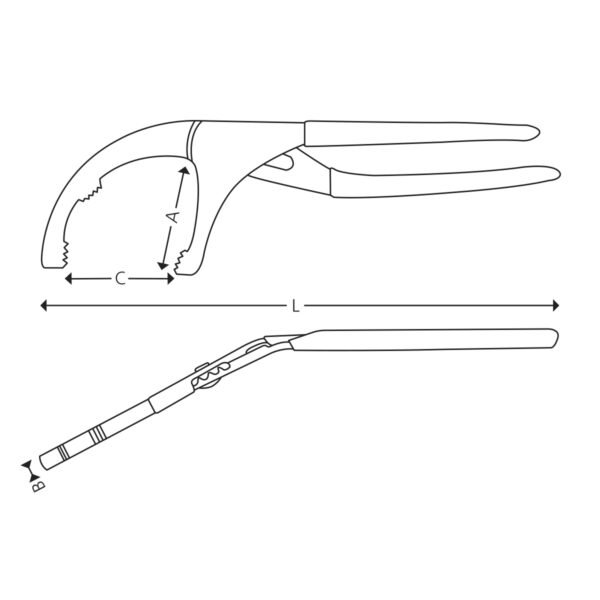 Oil filter plier - 30° angled - 300 mm - Image 2