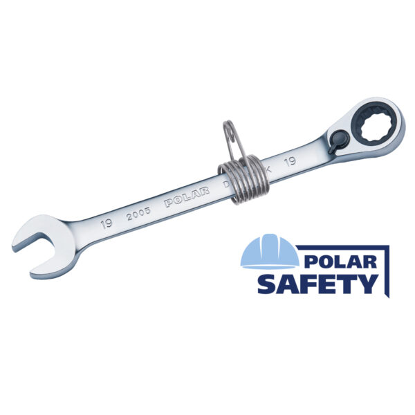 Tethered reversible gear combination wrench