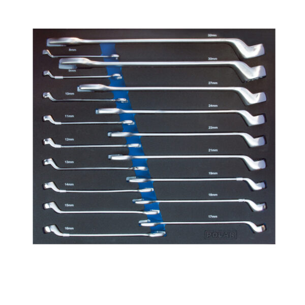 Metric offset combination wrench set