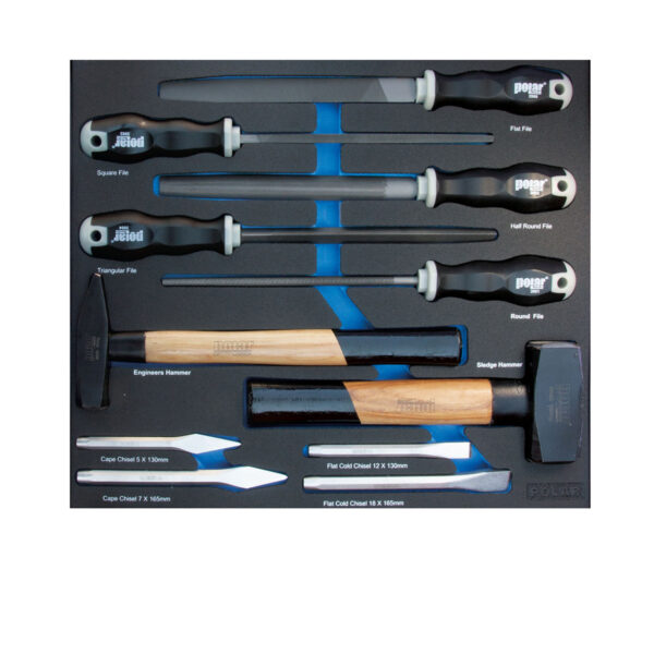 Hammers, chisels and files set