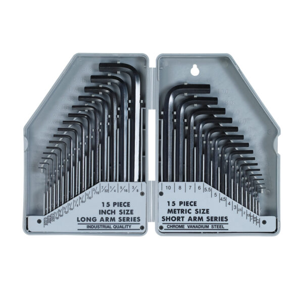 Metric and inch hexagon key set