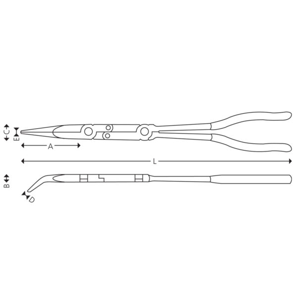 Twin joint half-round long nose plier - bent jaws - Image 3